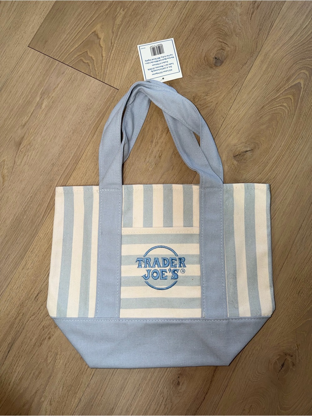 Blue & Cream Striped Canvas Tote Bag